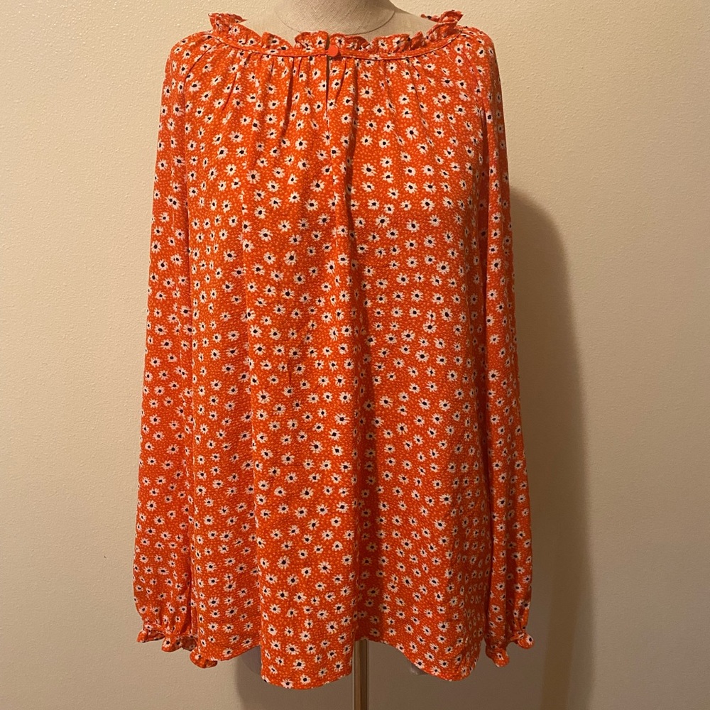 CeCe Orange Floral A-Line Women's Skirt